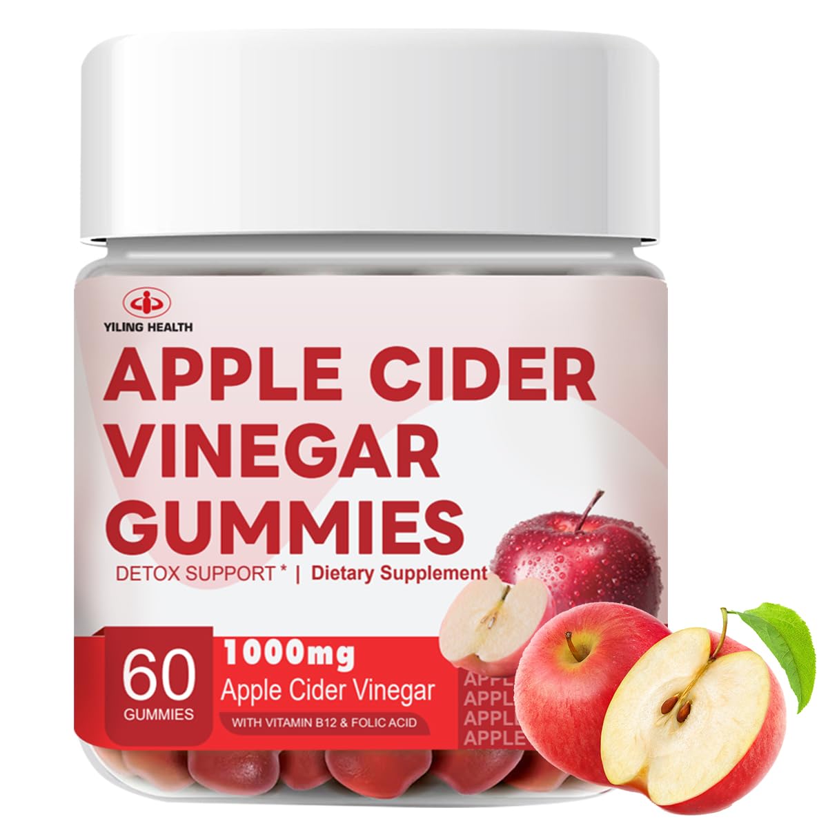 YiLing 1000mg Apple Cider Vinegar Gummies - B12/B6 Rich