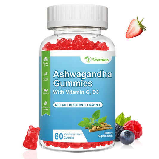 AshwaCalm Mixed Berry Gummies - 1000mg with Vitamins C & D
